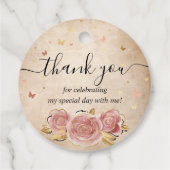 Blush Pink en Roos Gold Crown Bedankt Gift Bedankjes Labels (Achterkant)