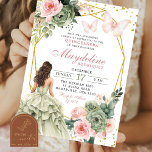 Blush Pink en Sage Green Floral Mexicaanse Prinses Kaart<br><div class="desc">Blush Pink en Sage Green Floral Mexicaanse Prinses Quinceanera Uitnodiging | Zoete 16e Quinceasera Verjaardagsmeisje,  Geometrisch Goud Koninklijke Prinses Quince Uitnodiging,  Kasteel en Bloemen Quinceanera,  Mexicaanse Meisje Verjaardagsfeest,  Koninklijke Prinses Quince Verjaardagsuitnodiging.</div>
