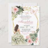 Blush Pink en Sage Green Floral Mexicaanse Prinses Kaart (Voorkant)