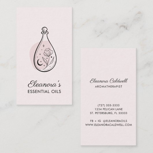 Blush Pink Essential Oils Aromatherapie Visitekaartje (Voorkant / Achterkant)
