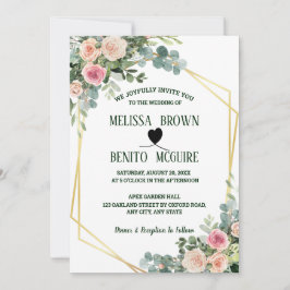 Blush Pink Eucalyptus Floral Geometric Wedding Kaart