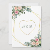 Blush Pink Eucalyptus Floral Geometric Wedding Kaart (Achterkant)