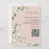 Blush PInk Eucalyptus QR Code Bruiloft Kaart (Achterkant)