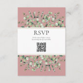 Blush Pink Eucalyptus QR Code Wedding RSVP  Informatiekaartje (Voorkant)
