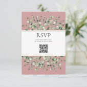 Blush Pink Eucalyptus QR Code Wedding RSVP  Informatiekaartje (Staand voorkant)
