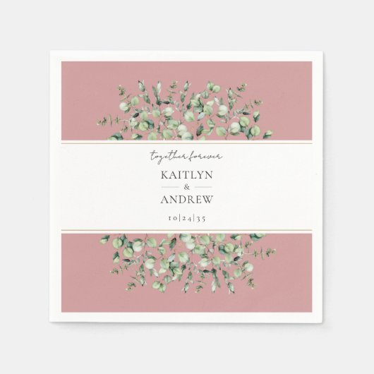 Blush Pink Eucalyptus Together Forever Wedding  Servet (Voorkant)