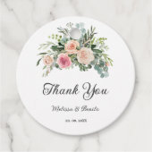 Blush Pink Eucalyptus Waterverf Geometric Weddensc Bedankjes Labels (Voorkant)