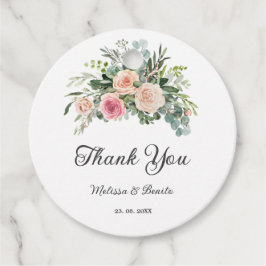 Blush Pink Eucalyptus Waterverf Geometric Weddensc Bedankjes Labels