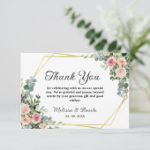 Blush Pink Eucalyptus Waterverf Geometric Weddensc Bedankkaart (Staand voorkant)