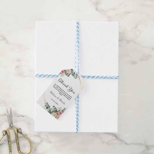 Blush Pink Eucalyptus Waterverf Geometric Weddensc Cadeaulabel (Met Touw)