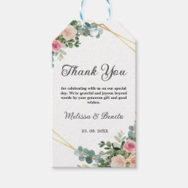 Blush Pink Eucalyptus Waterverf Geometric Weddensc Cadeaulabel