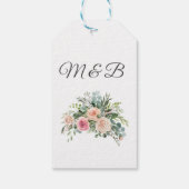 Blush Pink Eucalyptus Waterverf Geometric Weddensc Cadeaulabel (Achterkant)