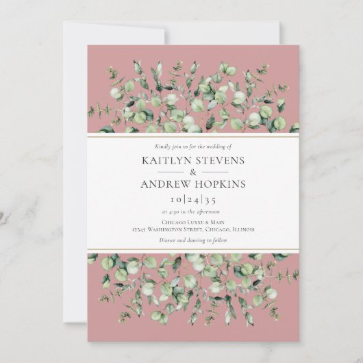 Blush Pink Eucalyptus  Wedding Kaart (Voorkant)