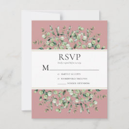 Blush Pink Eucalyptus Wedding RSVP Kaartje