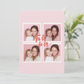 Blush Pink Fa La La La Photo Grid Christmas  Feestdagenkaart (Staand voorkant)