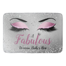 Blush Pink Fabulous Woman Glitter Eyes Badmat
