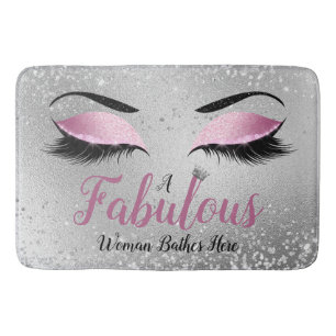 Blush Pink Fabulous Woman Glitter Eyes Badmat