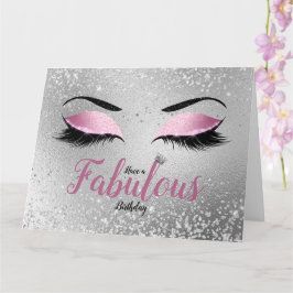 Blush Pink Fabulter Eyes Grote verjaardag Kaart