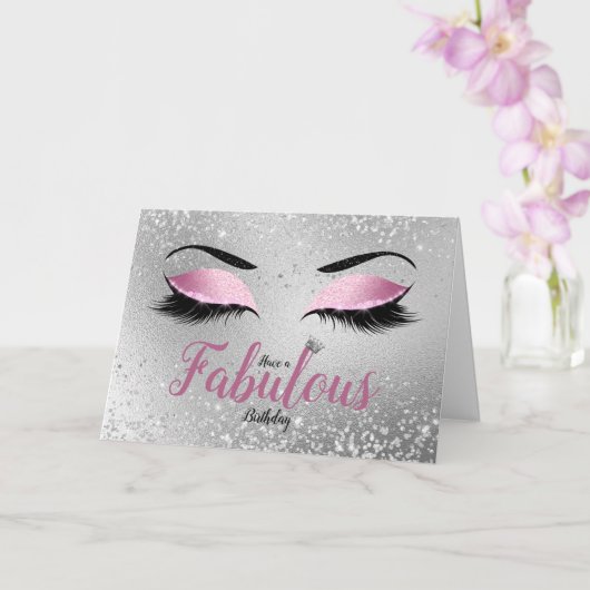 Blush Pink Fabulter Eyes Standard Birthday Kaart (Orchidee)