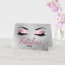 Blush Pink Fabulter Eyes Standard Birthday Kaart