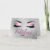 Blush Pink Fabulter Eyes Standard Birthday Kaart (Voorkant)