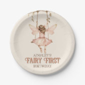 Blush Pink Fairy Eerste Aangepaste 1e Verjaardagsf Papieren Bordje (Voorkant)