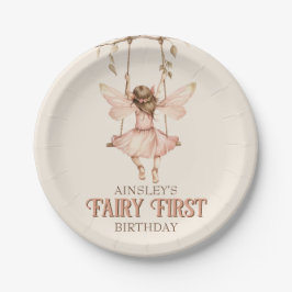 Blush Pink Fairy Eerste Aangepaste 1e Verjaardagsf Papieren Bordje
