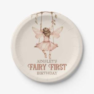 Blush Pink Fairy Eerste Aangepaste 1e Verjaardagsf Papieren Bordje