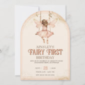 Blush Pink Fairy Eerste gebogen 1e verjaardagsfees Kaart (Voorkant)