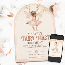 Blush Pink Fairy Eerste gebogen 1e verjaardagsfees
