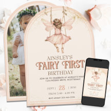 Blush Pink Fairy Eerste gebogen 1e verjaardagsfees