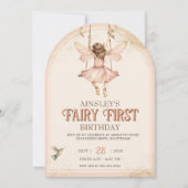 Blush Pink Fairy Eerste gebogen 1e verjaardagsfees Kaart (Voorkant)