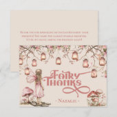 Blush Pink Fairy Eerste Verjaardag Party Thema Cus Bedankkaart (Voorkant / Achterkant)