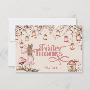 Blush Pink Fairy Eerste Verjaardag Party Thema Cus Bedankkaart