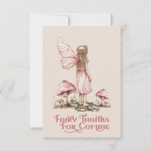 Blush Pink Fairy Eerste Verjaardagsfeestje Geperso Bedankkaart (Voorkant)