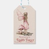 Blush Pink Fairy Eerste Verjaardagsfeestje Geperso Cadeaulabel (Voorkant)