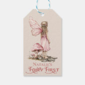 Blush Pink Fairy Eerste Verjaardagsfeestje Geperso Cadeaulabel (Achterkant)