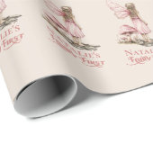 Blush Pink Fairy Eerste Verjaardagsfeestje Geperso Cadeaupapier (Rol Hoek)