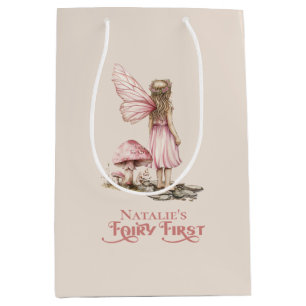 Blush Pink Fairy Eerste Verjaardagsfeestje Geperso Medium Cadeauzakje