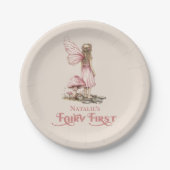 Blush Pink Fairy Eerste Verjaardagsfeestje Geperso Papieren Bordje (Voorkant)
