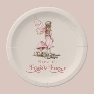 Blush Pink Fairy Eerste Verjaardagsfeestje Geperso Papieren Bordje
