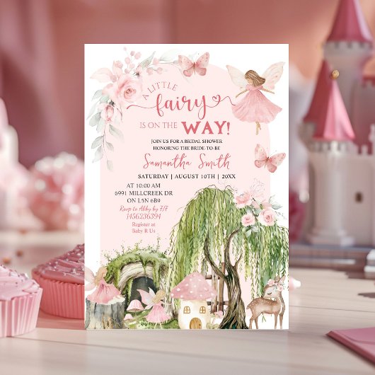 Blush Pink Fairy Enchanted Forest Baby shower Kaart