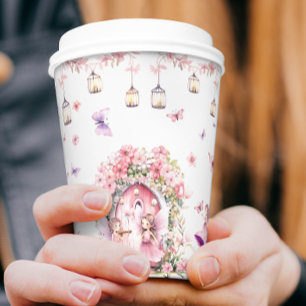 Blush Pink Fairy Floral Garden Verjaardagsfeest Papieren Bekers