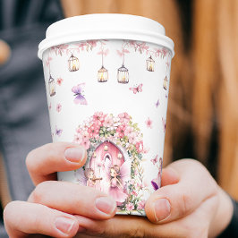 Blush Pink Fairy Floral Garden Verjaardagsfeest Papieren Bekers