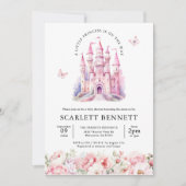 Blush Pink Fairytale Castle Floral Baby shower Kaart (Voorkant)
