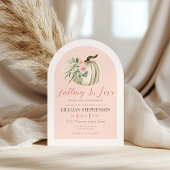 Blush Pink Falling in Love Pumpkin Baby shower Kaart