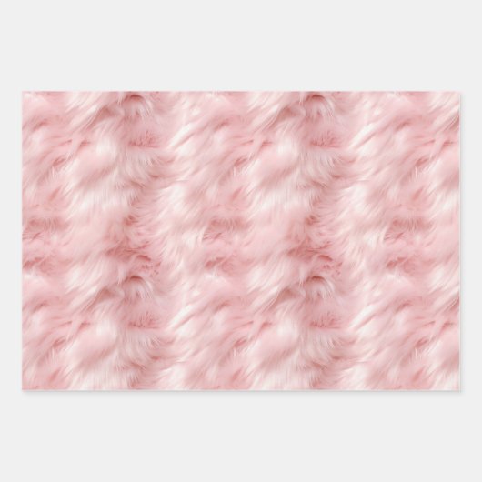 Blush Pink Faux Fur Inpakpapier Vel (Voorkant 3)