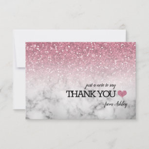 Blush Pink Faux Glitter/Marble Sweet 16 Bedankkaart