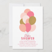 Blush Pink Faux Gold Ballons Baby shower Kaart (Voorkant)