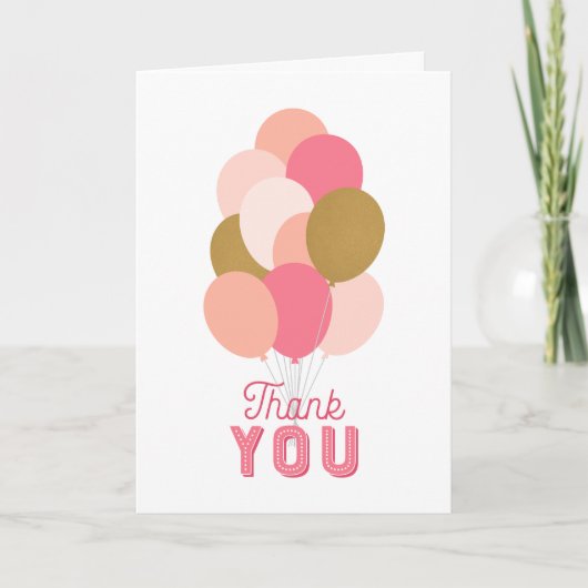 Blush Pink Faux Gold Balloons Hartelijk dank Kaart (Voorkant)